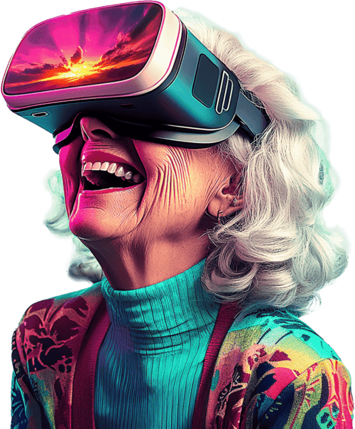 Senior using VR headset
